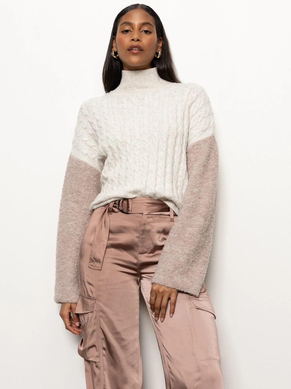 Boucle Sleeve Sweater Light Heather Oatmeal Multi - Image 3