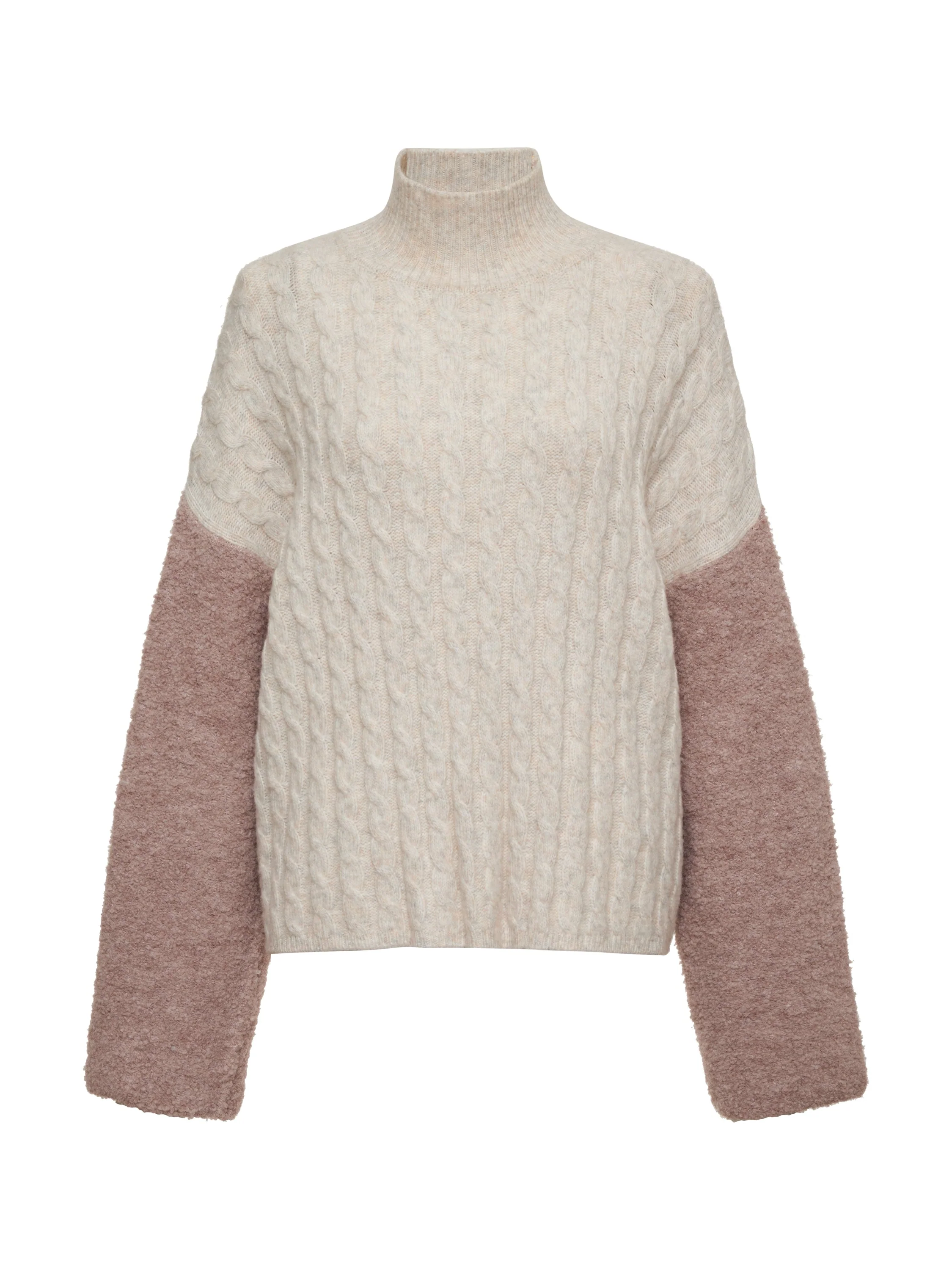 Boucle Sleeve Sweater Light Heather Oatmeal Multi - Image 6