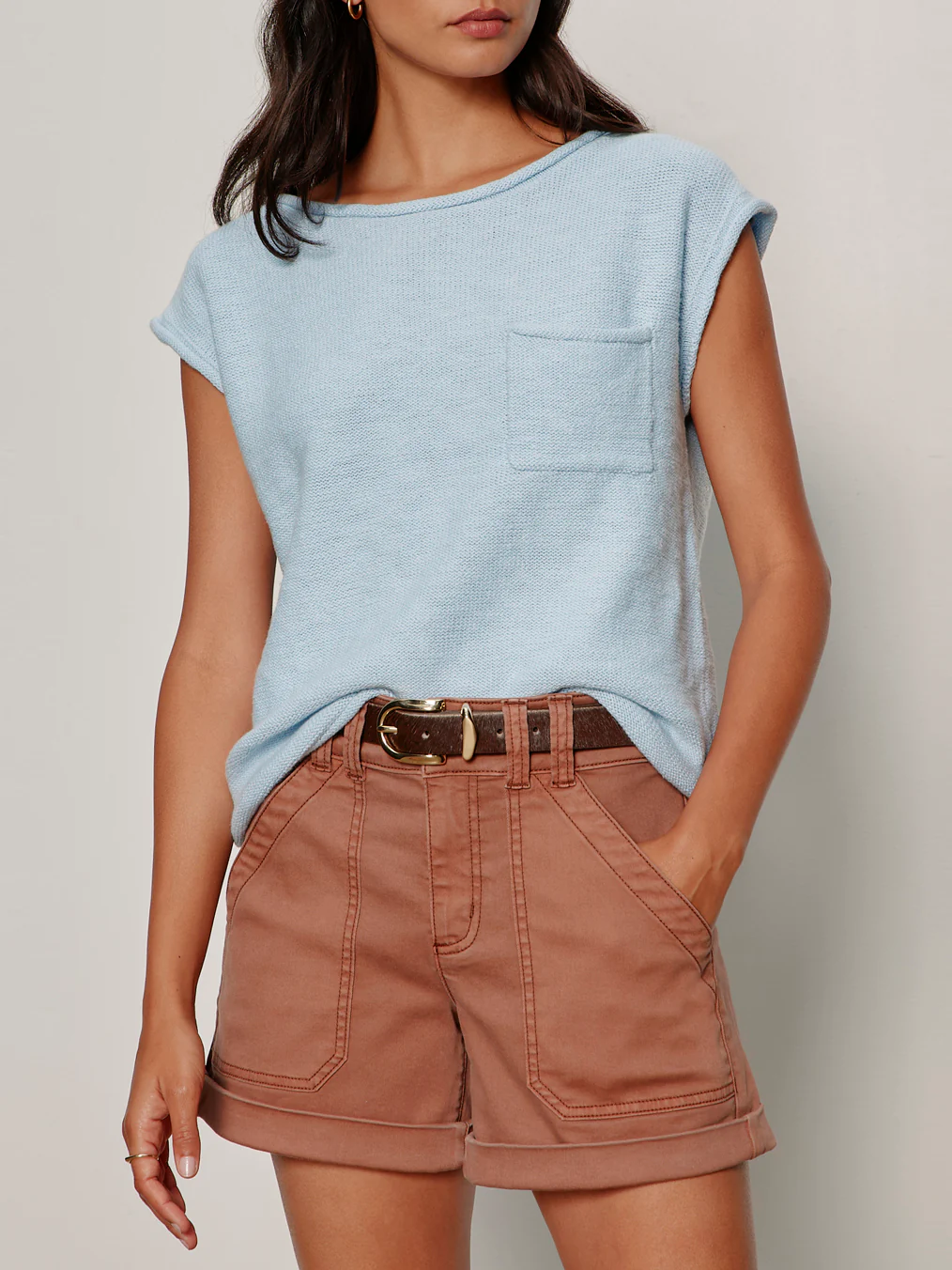 Easy Sweater Tee Blue Aura Petite Sizing