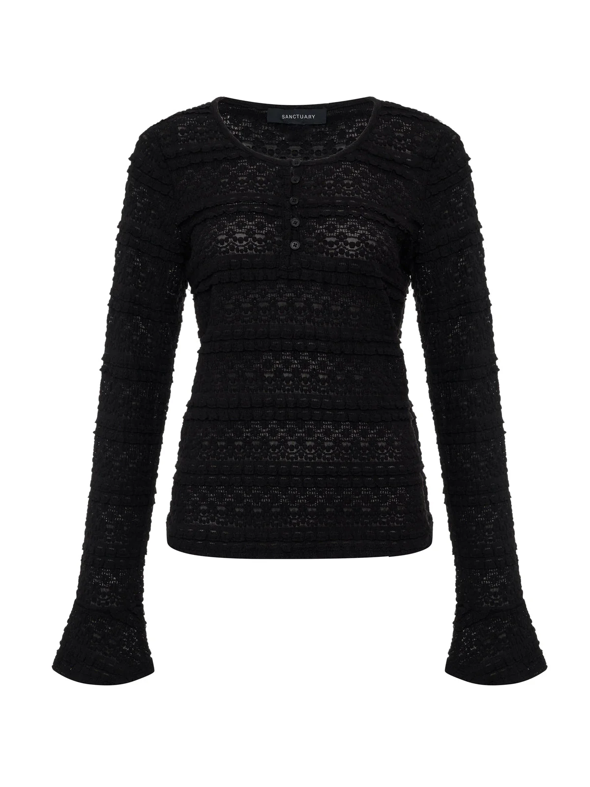 Lovely Lace Button Front Top Black Extended Sizing - Image 6
