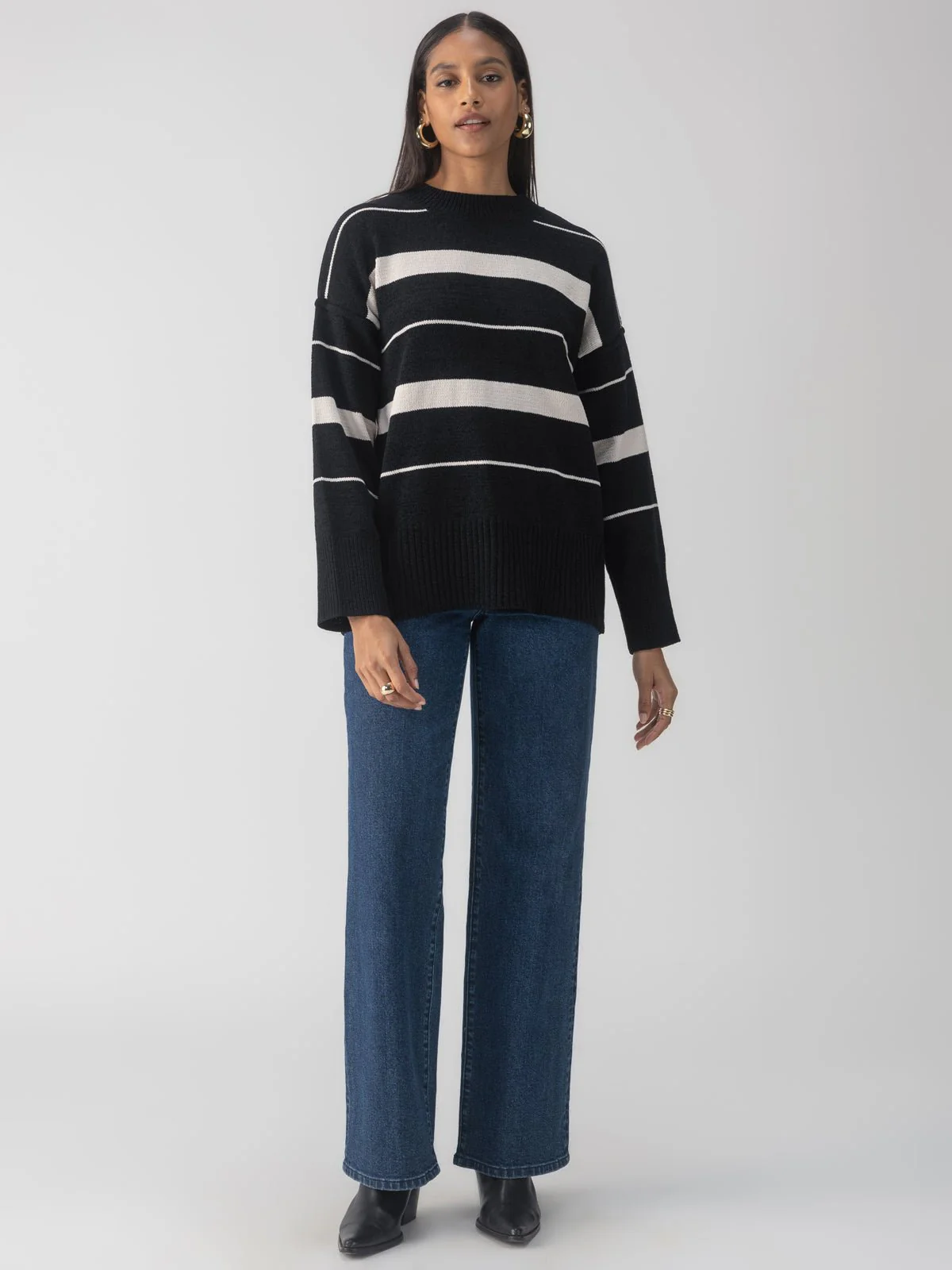 Modern Stripe Tunic Black Almond Stripe - Image 3