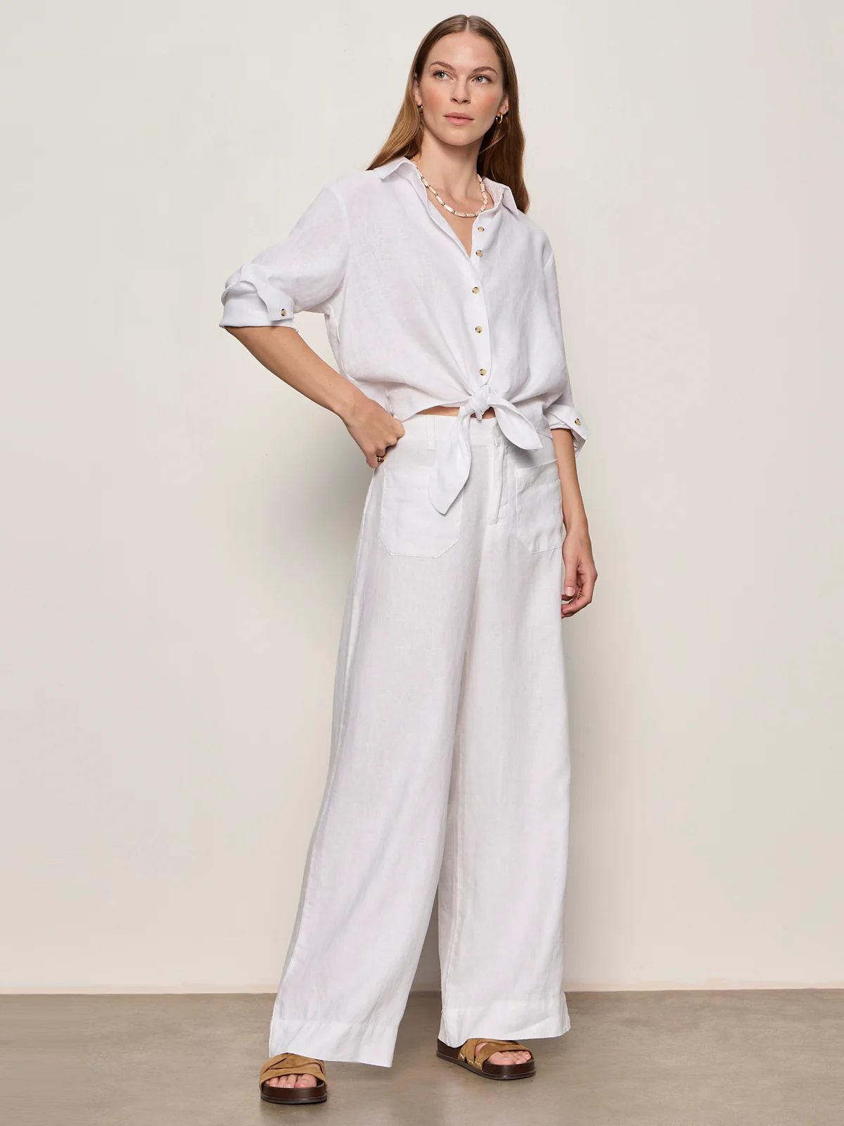 More Love Linen Tie Top White - Image 4