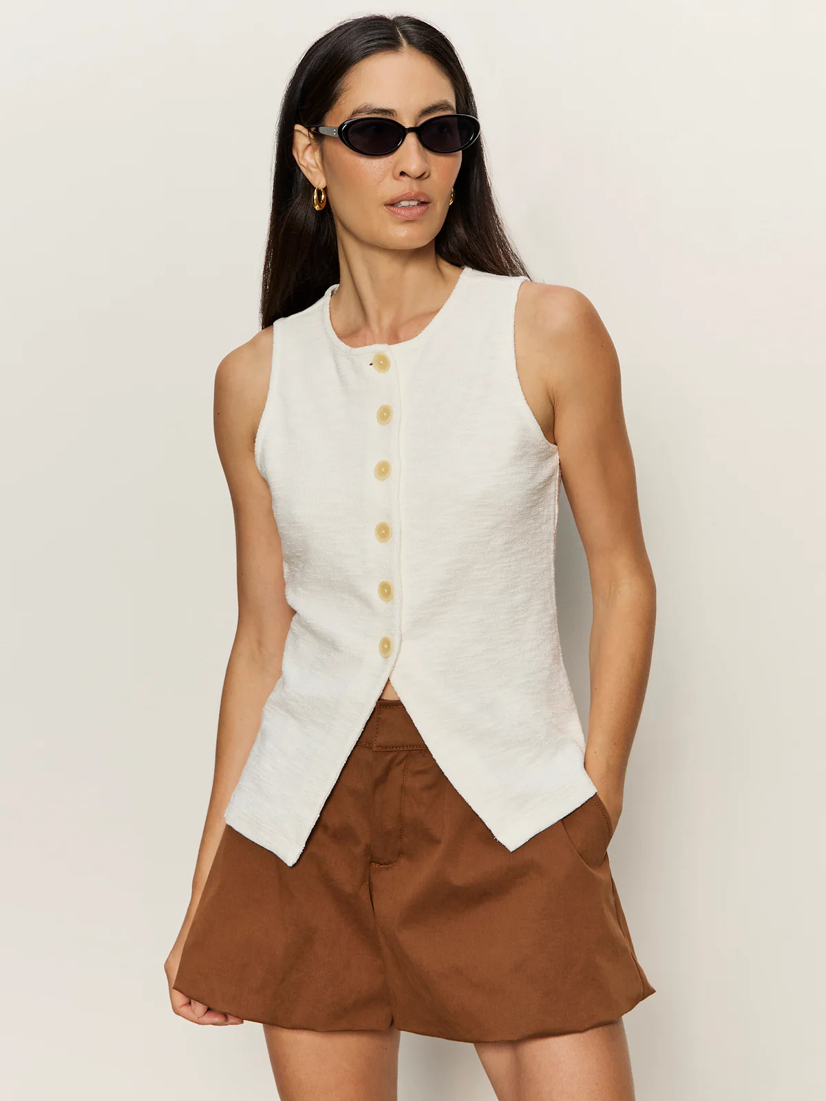 Nothing Extra Knit Vest Chalk