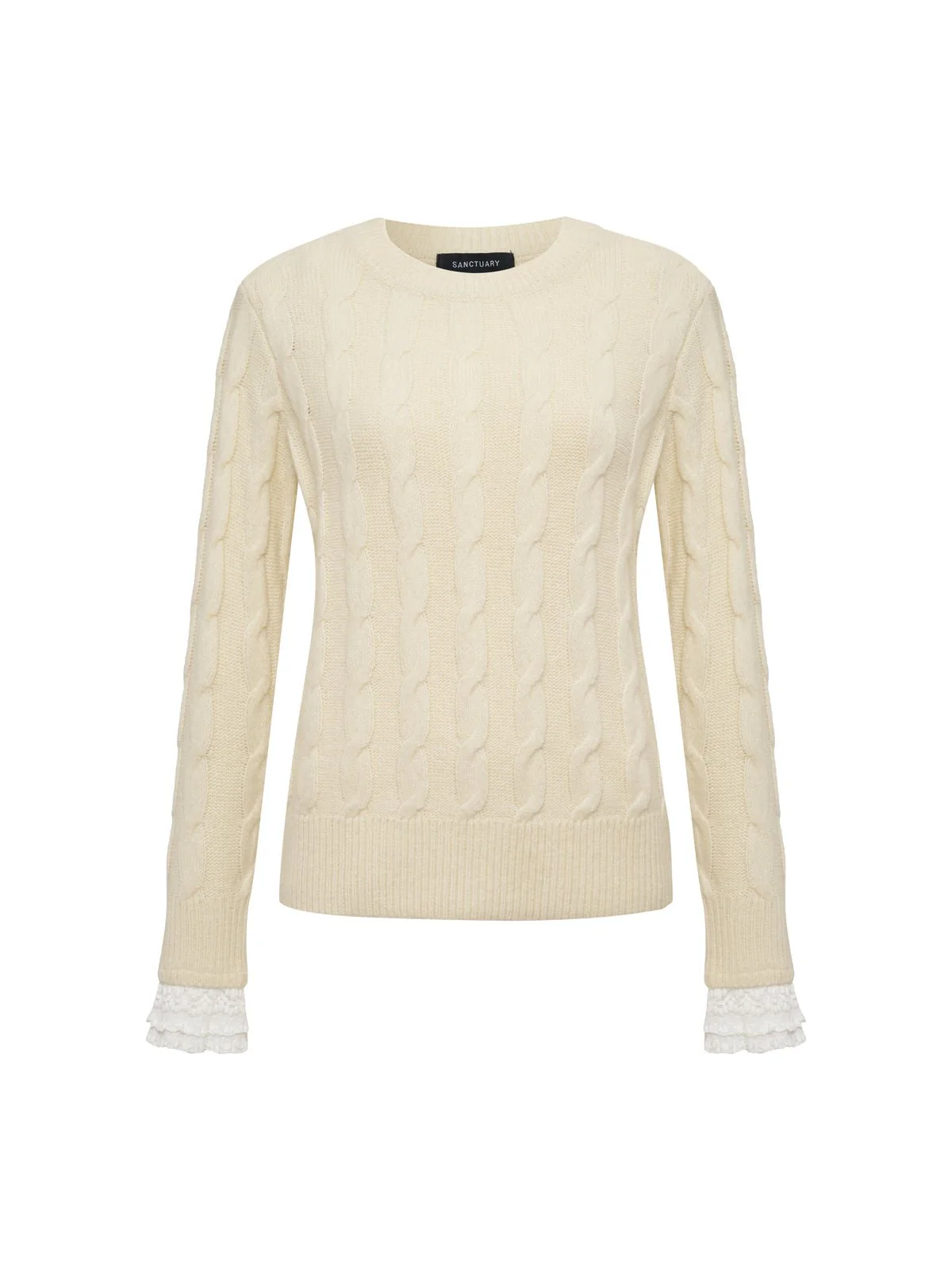 One In A Million Cable Crewneck Sweater Vanilla Extended Sizing - Image 7