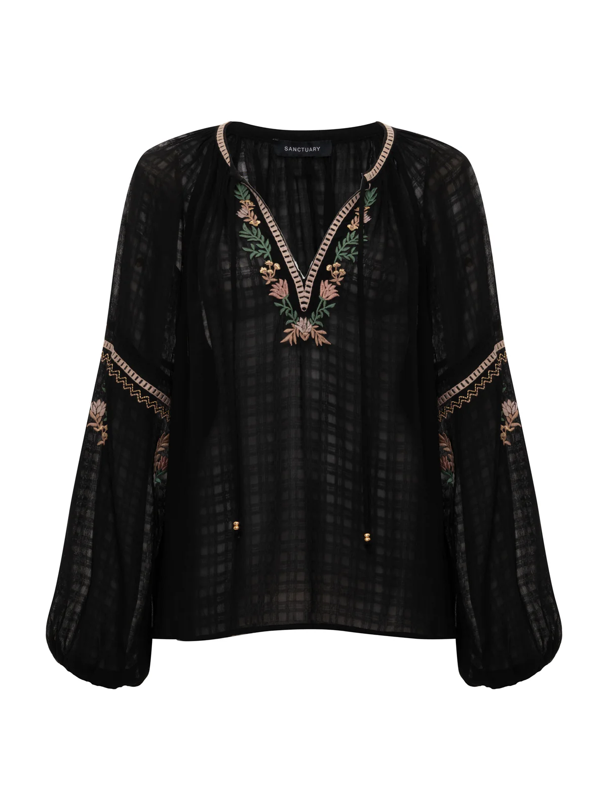 Raye Embroidered Blouse Black Extended Sizing - Image 6
