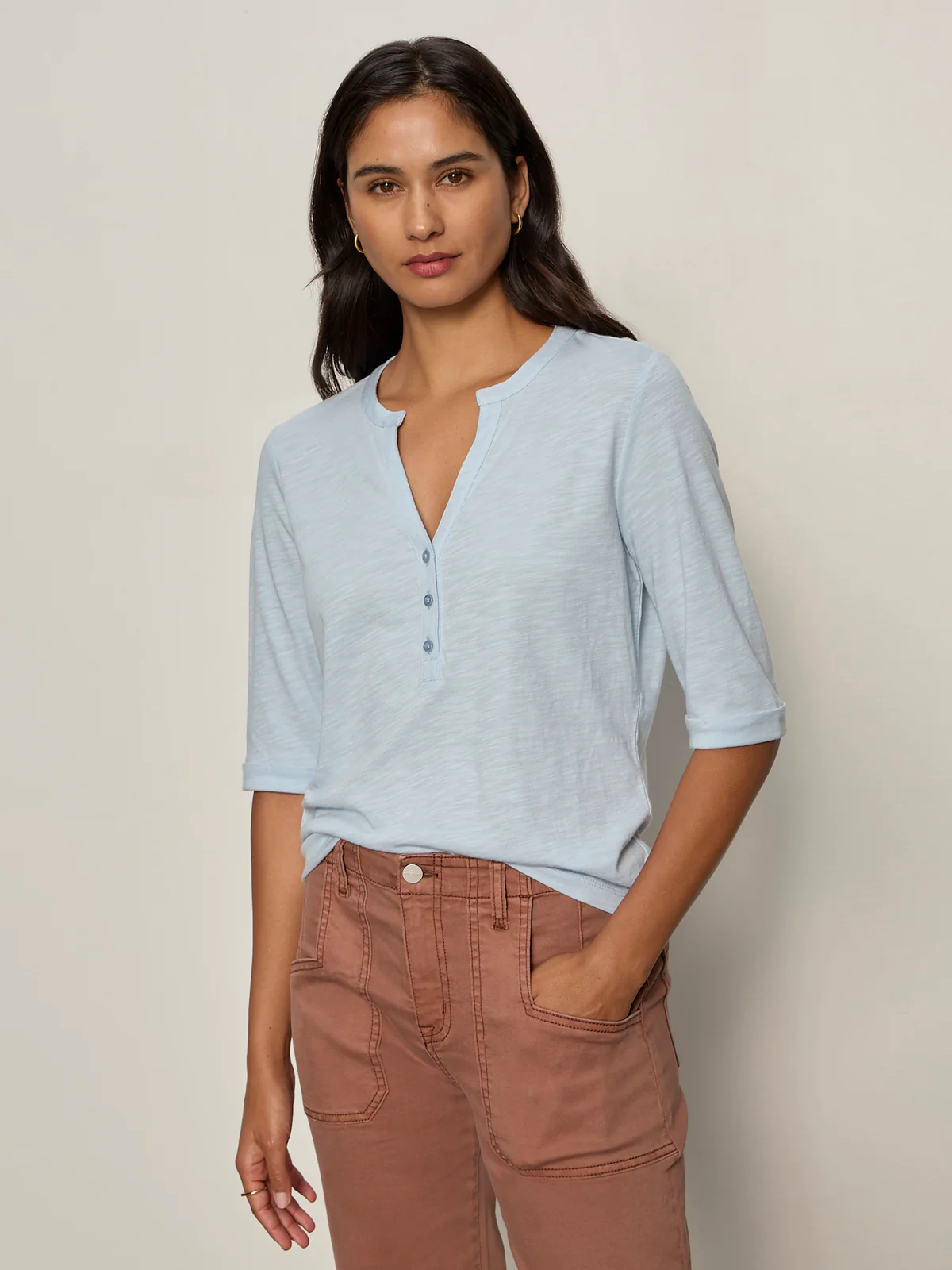 Rolled Sleeve Tee Blue Aura