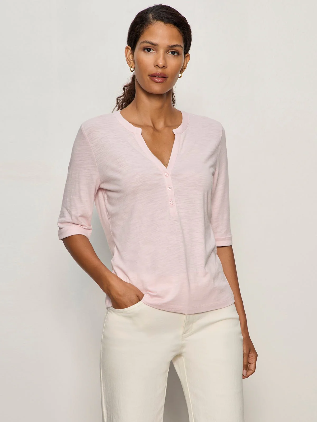Rolled Sleeve Tee Oxygen Pink - Image 2