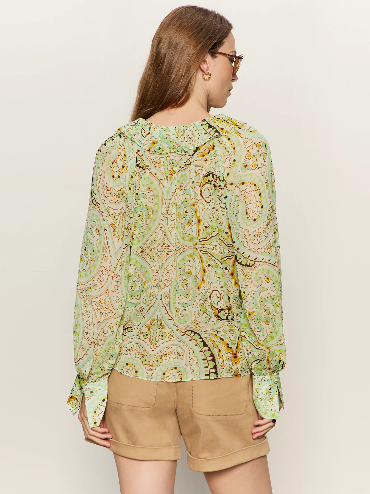 Sheer Elegance Volume Blouse Verde Boheme - Image 2
