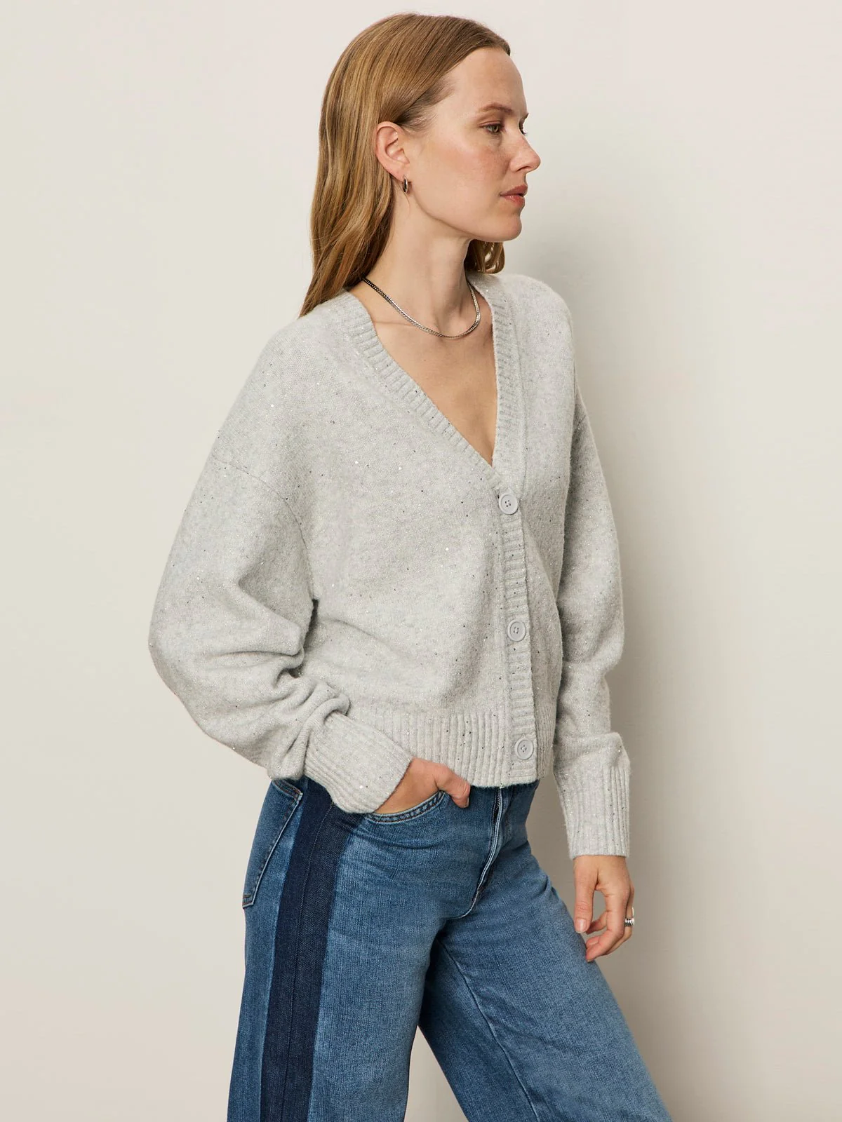 Shimmer Cardi Heather Grey Sparkle - Image 3