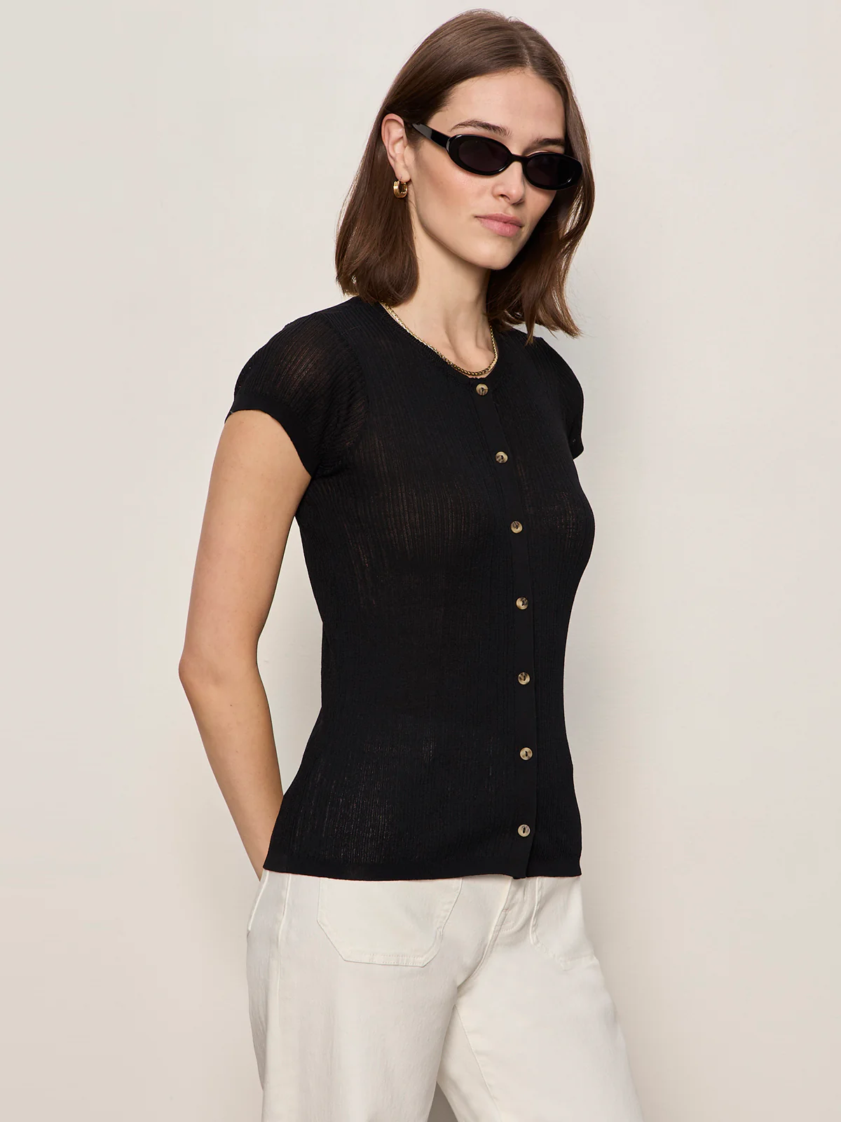 Soft Focus Ribbbed Top Black - Image 3