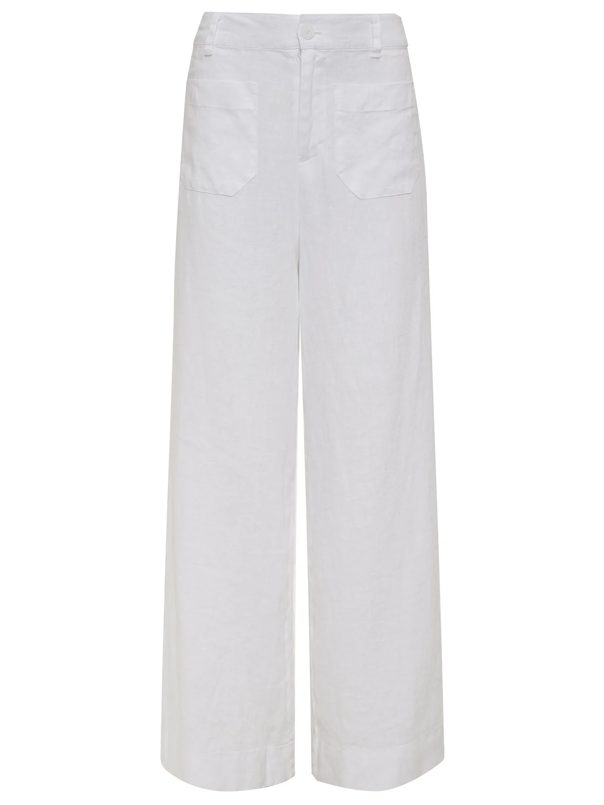 The Linen Marine Wide Leg Semi-High Rise Pant White - Image 7