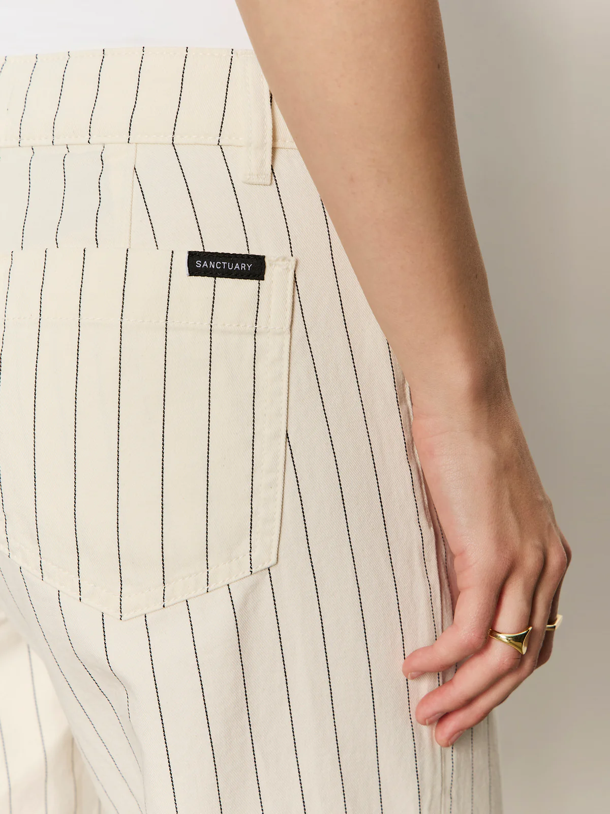 The Marine Jean Crop Bleached White Pinstripe Petite Sizing - Image 4